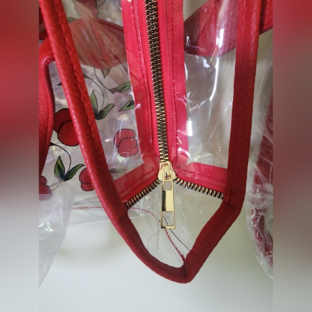 NWT Ed Hardy Red Cherries Clear Tote Bag - Picture 4 of 7